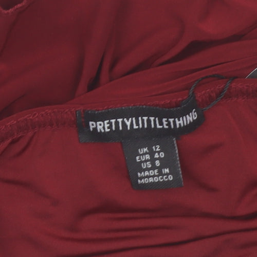 PrettyLittleThing Womens Red Size 12 Ruffle Wrap Mini Skirt
