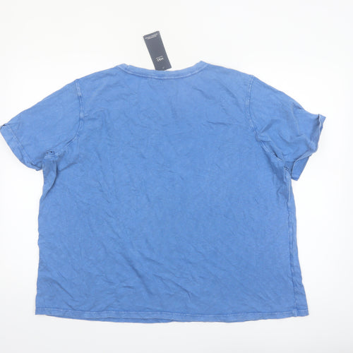 Marks and Spencer Women Blue Cotton Happy Days T-Shirt Size 22