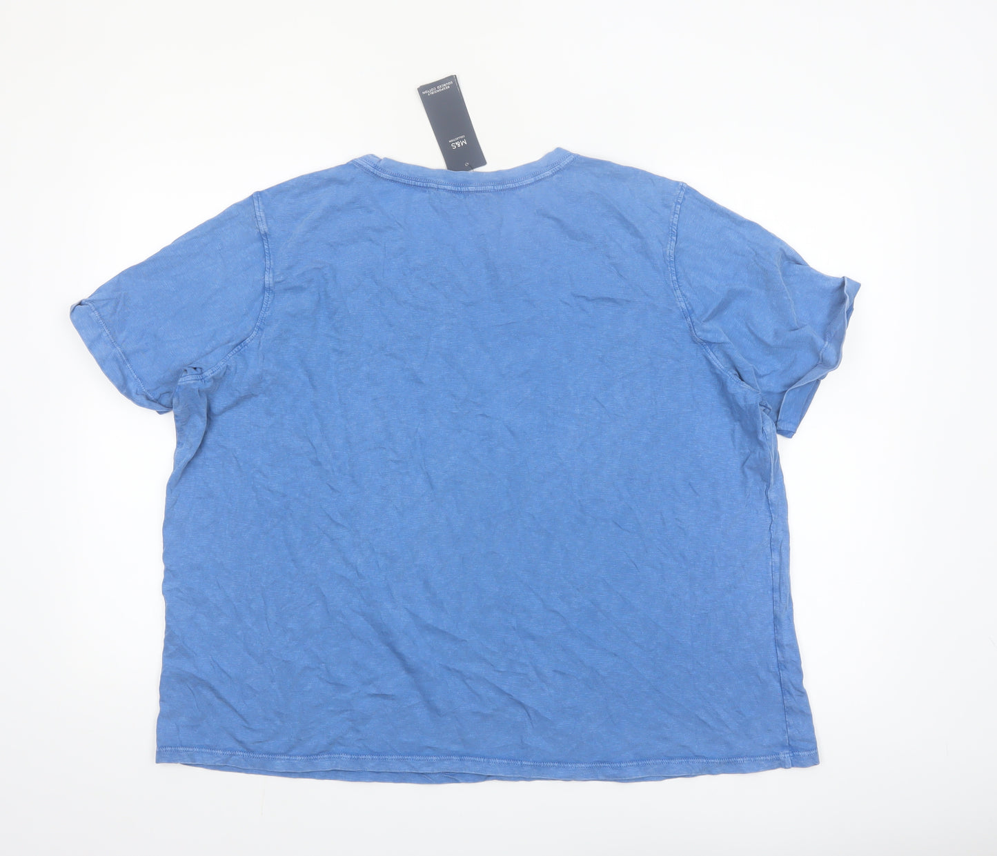 Marks and Spencer Women Blue Cotton Happy Days T-Shirt Size 22