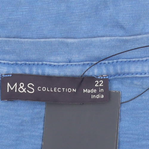 Marks and Spencer Women Blue Cotton Happy Days T-Shirt Size 22