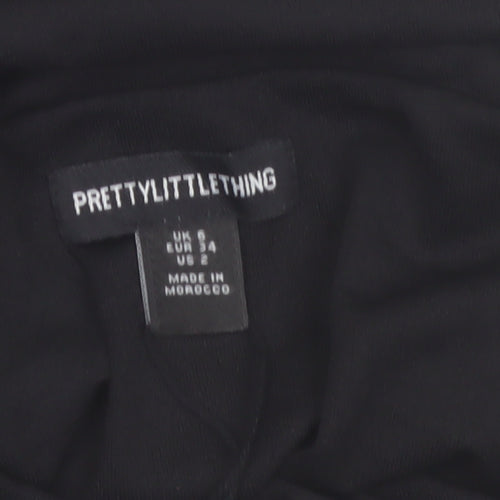PrettyLittleThing Women Black Off Shoulder Cropped Long Sleeve Blouse Size 8