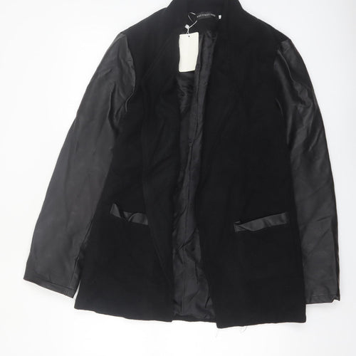 West Street Haku Womens Black Wool Faux Leather Blazer XXL