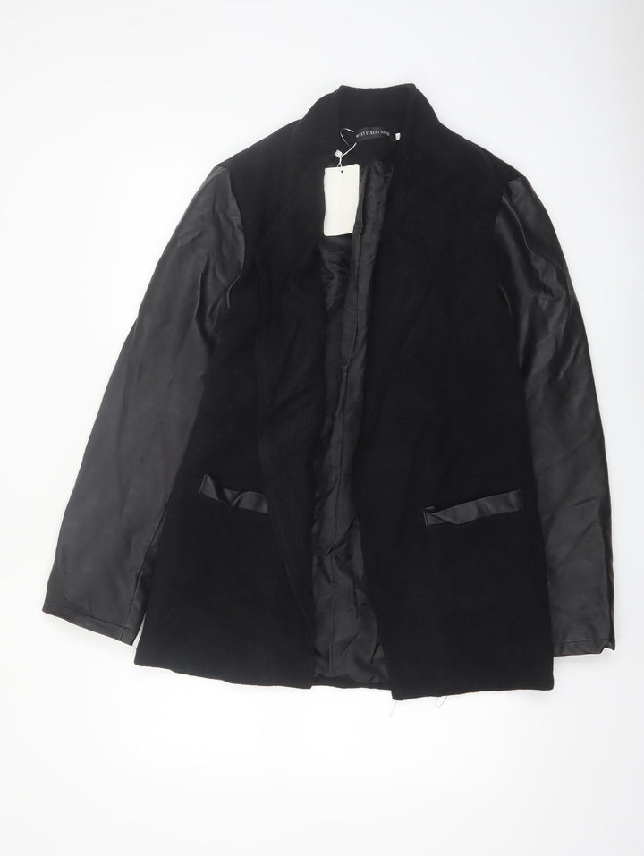 West Street Haku Womens Black Wool Faux Leather Blazer XXL