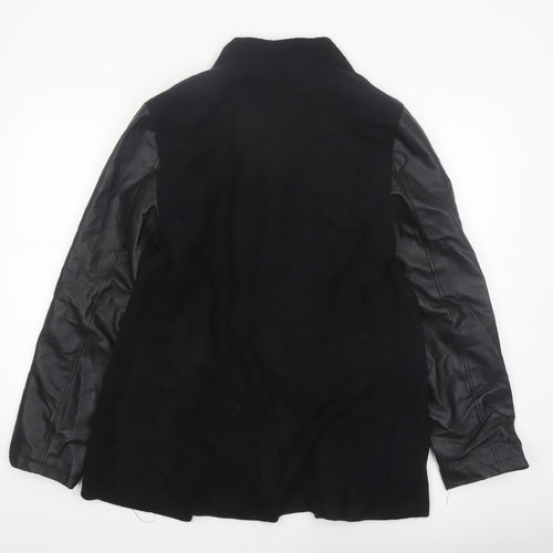 West Street Haku Womens Black Wool Faux Leather Blazer XXL