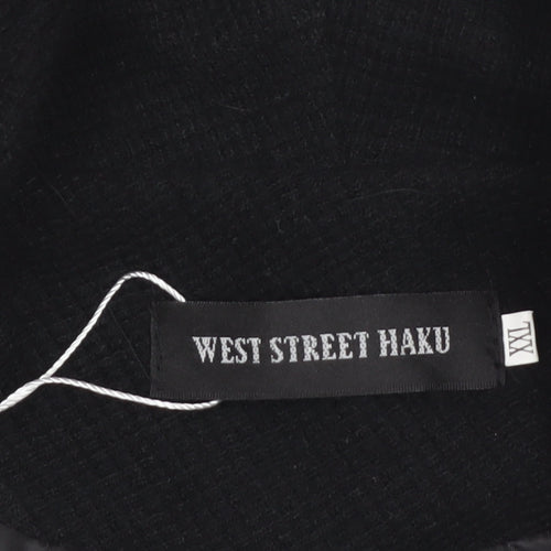 West Street Haku Womens Black Wool Faux Leather Blazer XXL