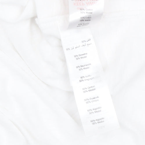 New Look Women's White Cold Shoulder Tie Sleeve T-Shirt Size 14