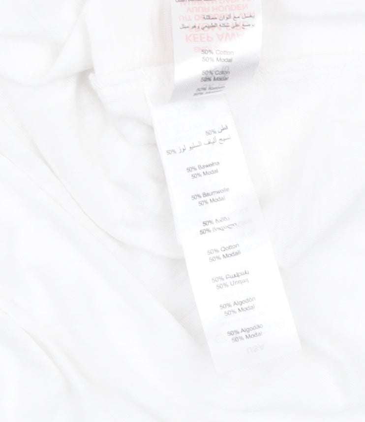 New Look Women's White Cold Shoulder Tie Sleeve T-Shirt Size 14