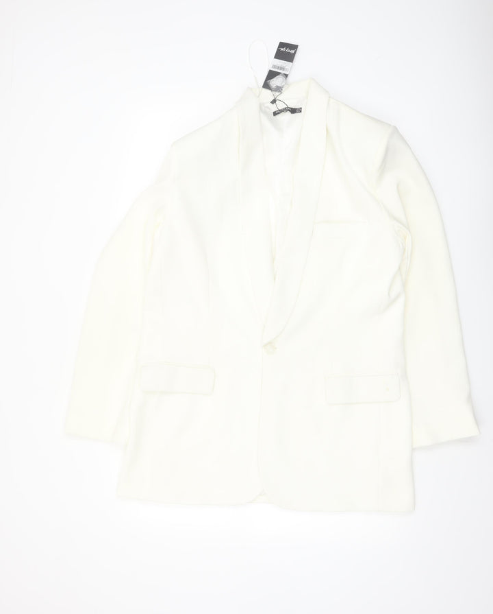 Nasty Gal Women’s White Tuxedo Blazer UK 8 Shawl Lapel