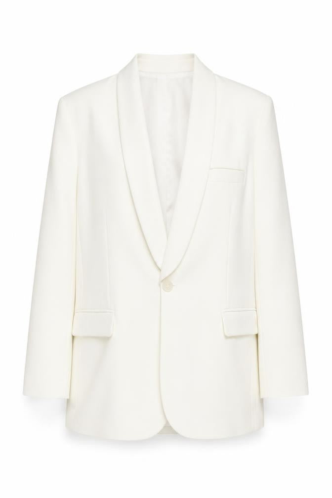 Nasty Gal Women’s White Tuxedo Blazer UK 8 Shawl Lapel