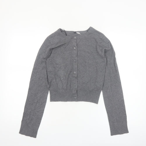 H&M Divided Womens Grey Knit Long Sleeve Cardigan 2XS Slim Fit