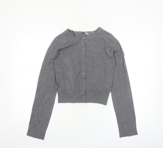 H&M Divided Womens Grey Knit Long Sleeve Cardigan 2XS Slim Fit