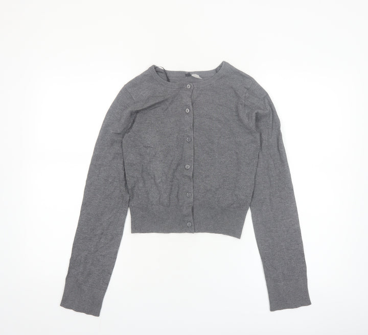 H&M Divided Womens Grey Knit Long Sleeve Cardigan 2XS Slim Fit
