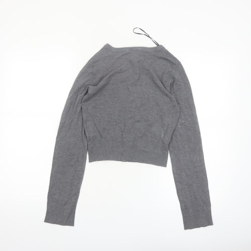 H&M Divided Womens Grey Knit Long Sleeve Cardigan 2XS Slim Fit