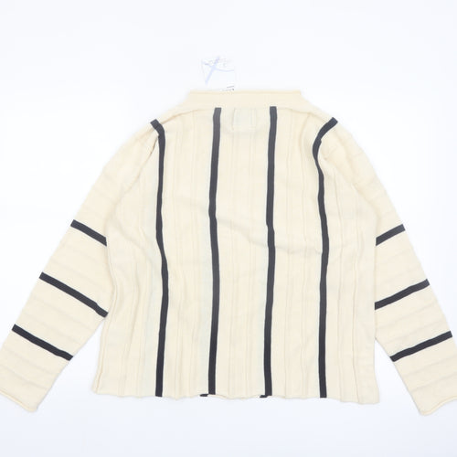 Knits de Sud Women’s Beige Striped Cotton Jumper Size M