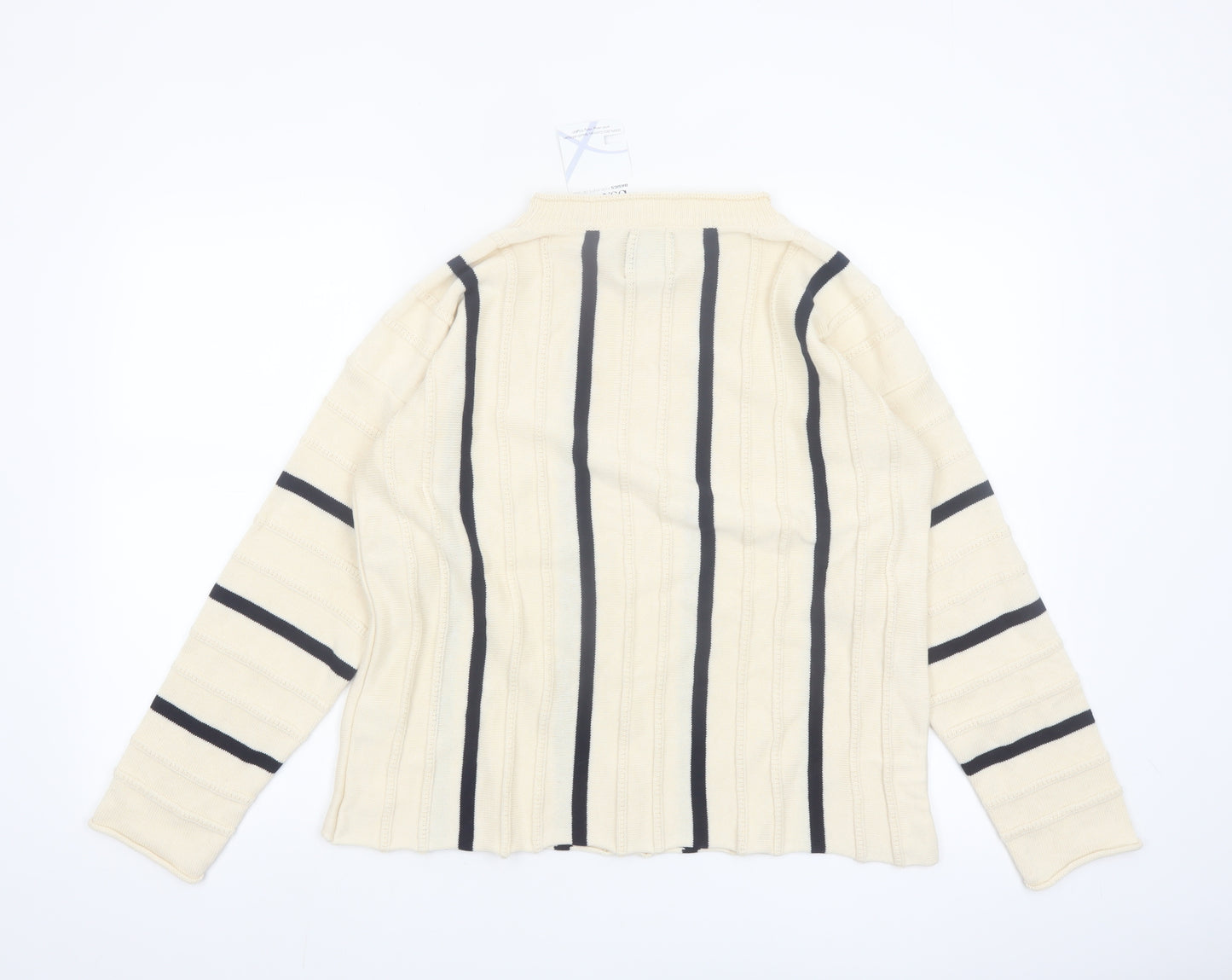 Knits de Sud Women’s Beige Striped Cotton Jumper Size M