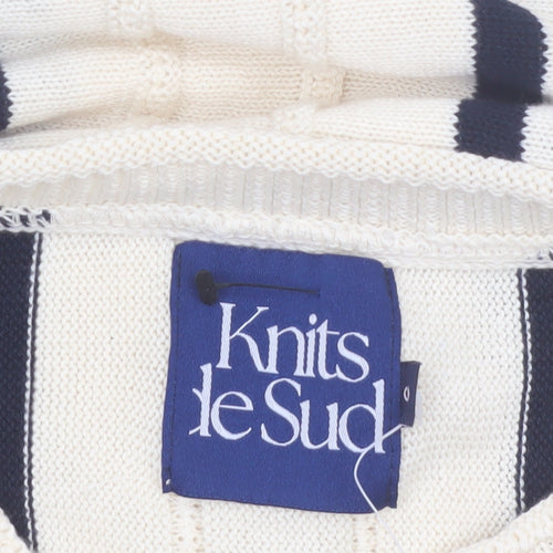 Knits de Sud Women’s Beige Striped Cotton Jumper Size M