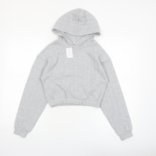 Candy Couture Girls Grey Hooded Pullover Hoodie Age 12 Lightweight Knit