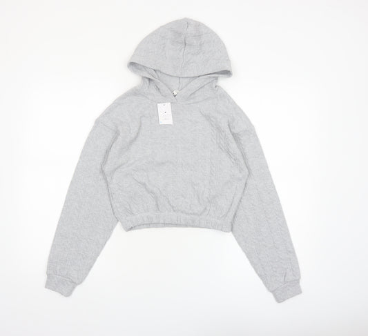 Candy Couture Girls Grey Hooded Pullover Hoodie Age 12 Lightweight Knit