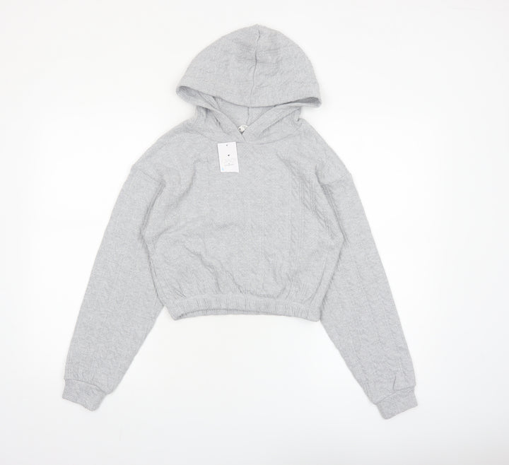 Candy Couture Girls Grey Hooded Pullover Hoodie Age 12 Lightweight Knit
