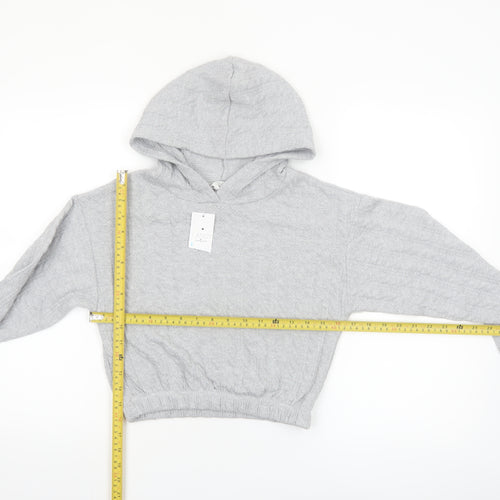 Candy Couture Girls Grey Hooded Pullover Hoodie Age 12 Lightweight Knit