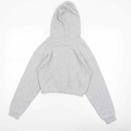 Candy Couture Girls Grey Hooded Pullover Hoodie Age 12 Lightweight Knit
