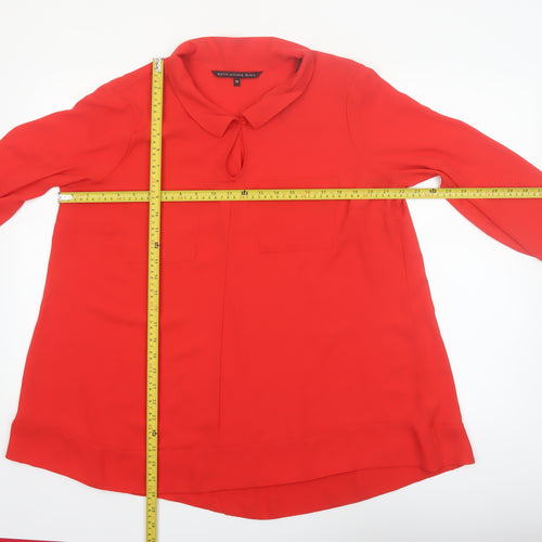 Betty Jackson. Black Womens Red Long Sleeve Tunic Blouse Size 16