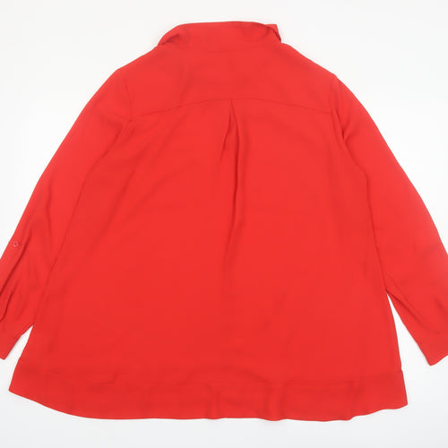 Betty Jackson. Black Womens Red Long Sleeve Tunic Blouse Size 16