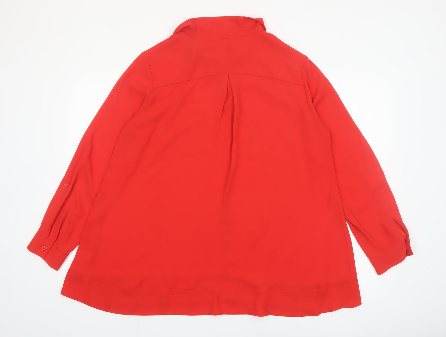 Betty Jackson. Black Womens Red Long Sleeve Tunic Blouse Size 16