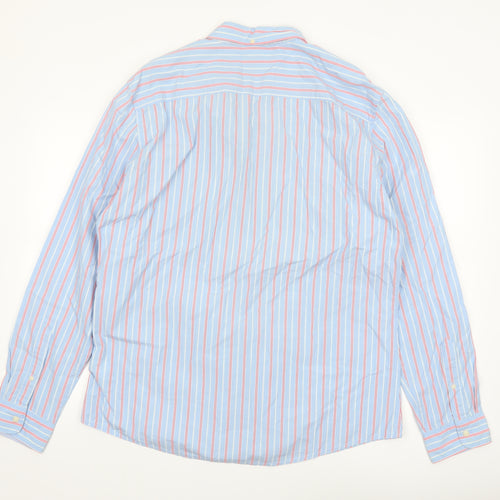 Next Men’s Blue Striped Button-Down Shirt XL Cotton Long Sleeve