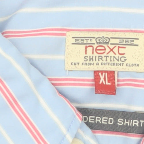 Next Men’s Blue Striped Button-Down Shirt XL Cotton Long Sleeve