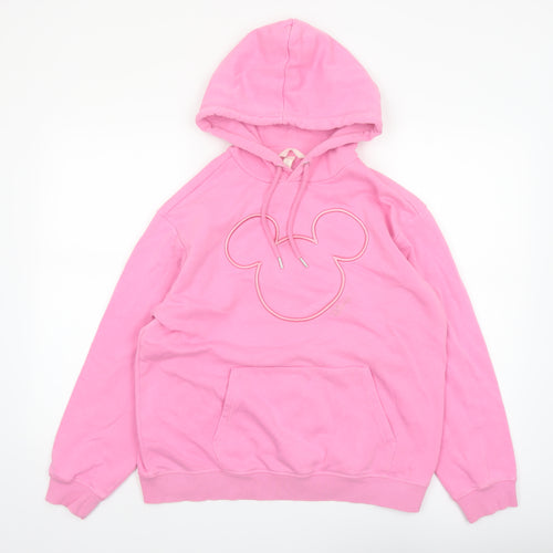 H&M Women Pink Mickey Mouse Pullover Hoodie Size S