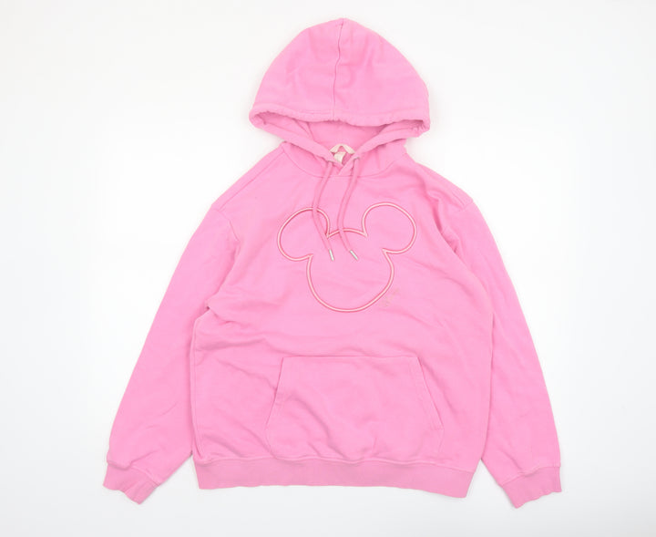 H&M Women Pink Mickey Mouse Pullover Hoodie Size S