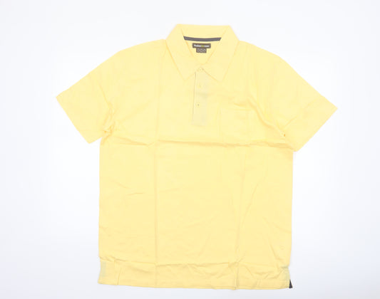 Atlas for Men Yellow Cotton Short Sleeve Polo Shirt L Regular Fit
