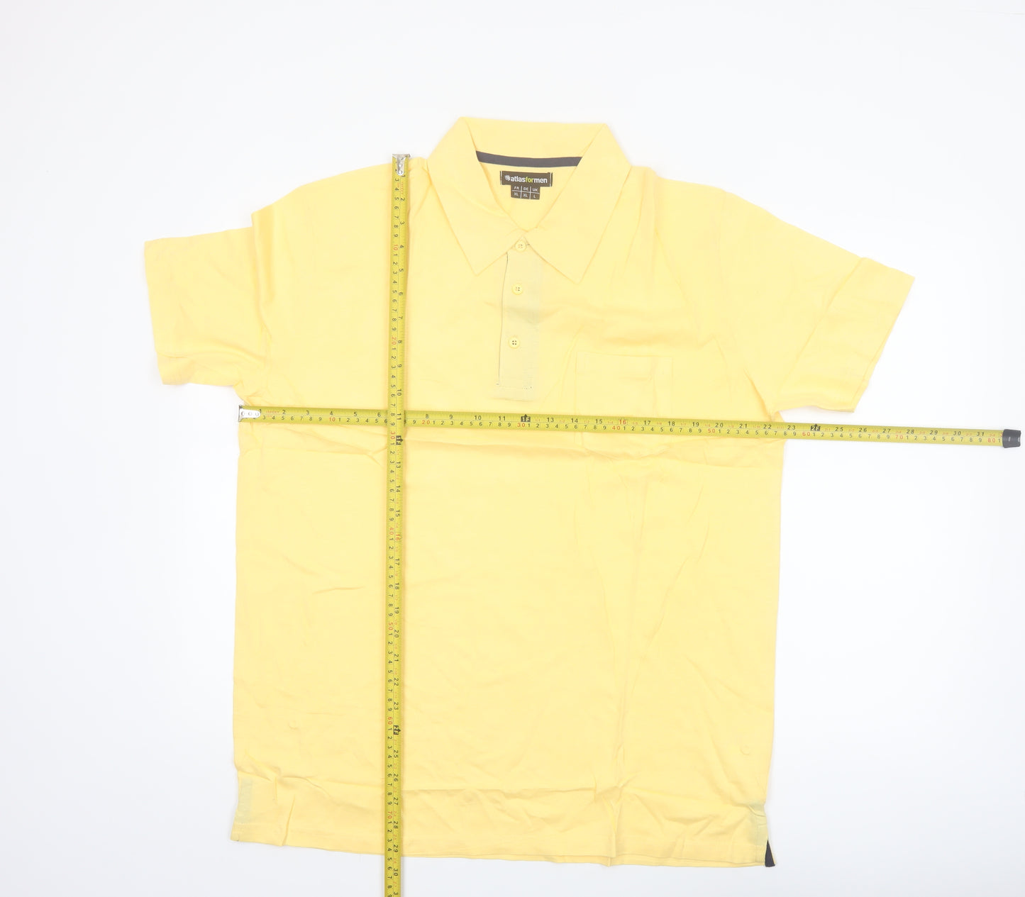 Atlas for Men Yellow Cotton Short Sleeve Polo Shirt L Regular Fit