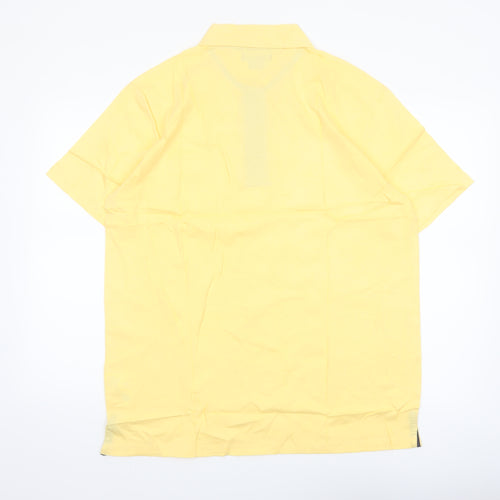 Atlas for Men Yellow Cotton Short Sleeve Polo Shirt L Regular Fit