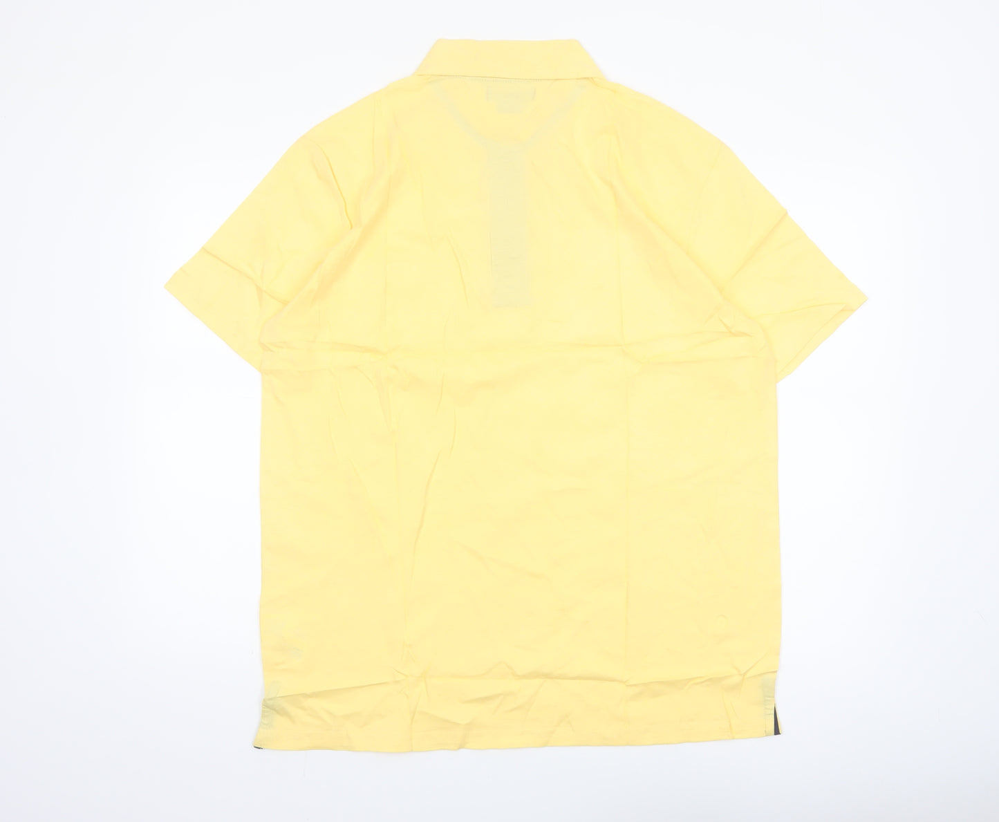 Atlas for Men Yellow Cotton Short Sleeve Polo Shirt L Regular Fit