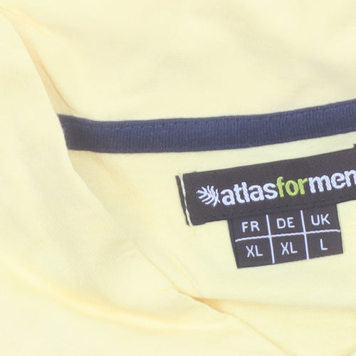 Atlas for Men Yellow Cotton Short Sleeve Polo Shirt L Regular Fit