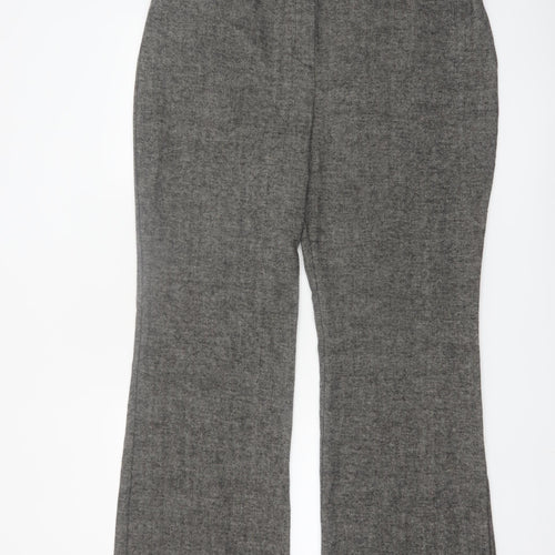 Primark Women Grey Herringbone Straight Trousers Size 16