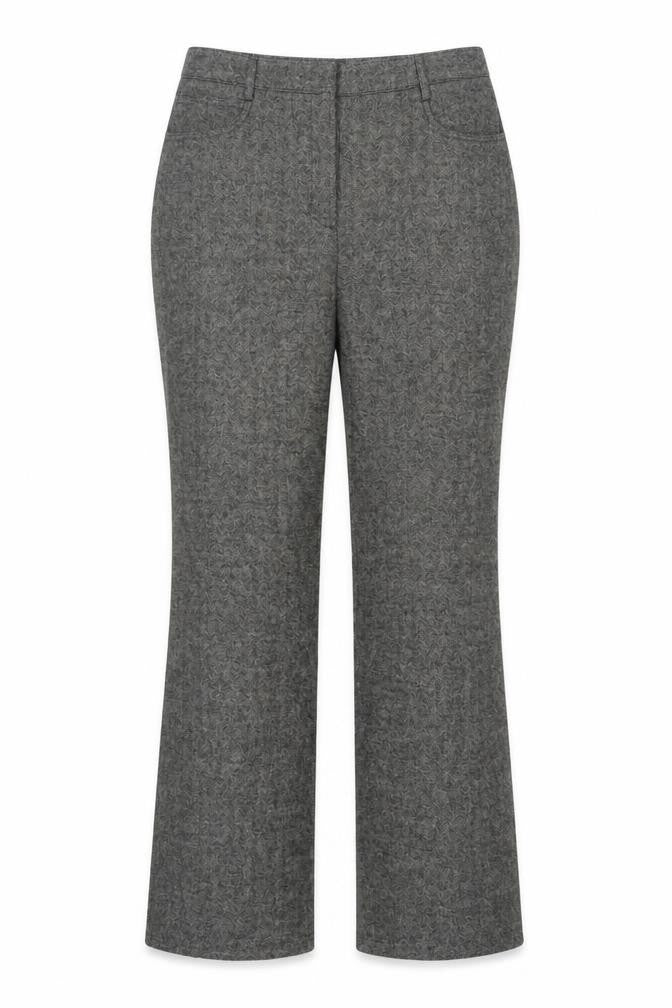 Front view of Primark Women Grey Herringbone Straight Trousers, size 16