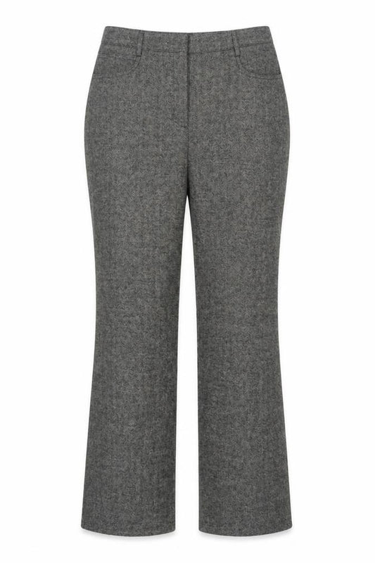 Front view of Primark Women Grey Herringbone Straight Trousers, size 16