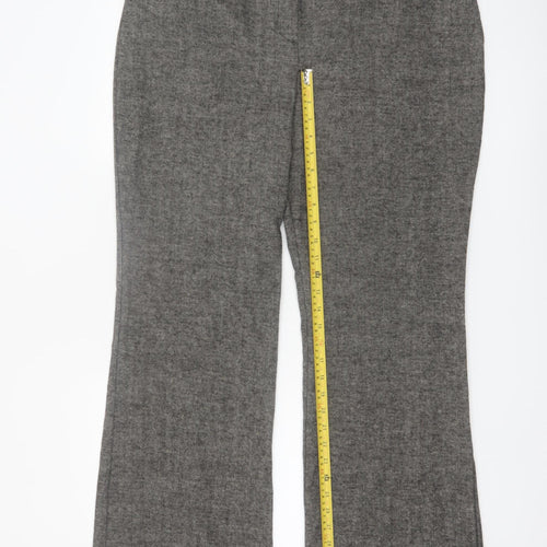 Primark Women Grey Herringbone Straight Trousers Size 16