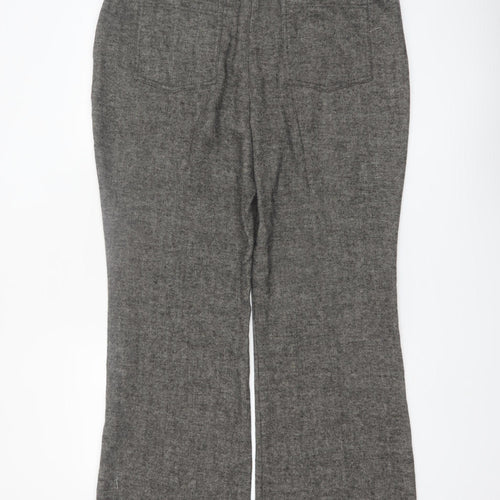 Primark Women Grey Herringbone Straight Trousers Size 16