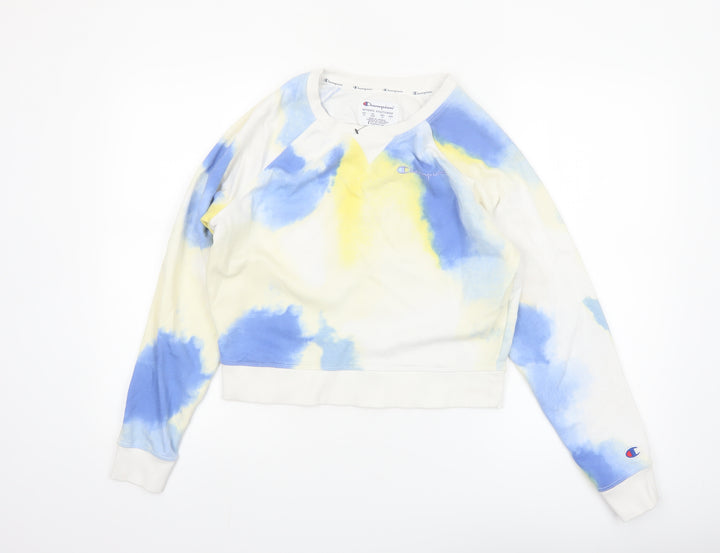Champion Womens Blue Tie-Dye Pullover Sweatshirt Size M