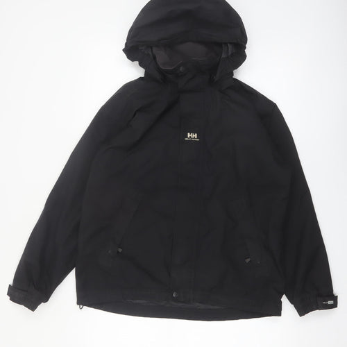 Helly Hansen Boys Black Hooded Waterproof Rain Coat Jacket 14 Years