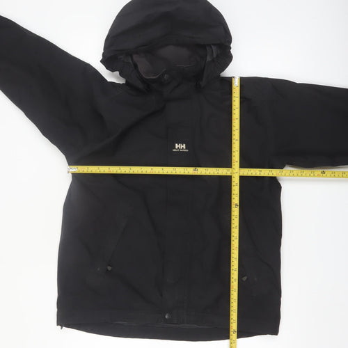 Helly Hansen Boys Black Hooded Waterproof Rain Coat Jacket 14 Years