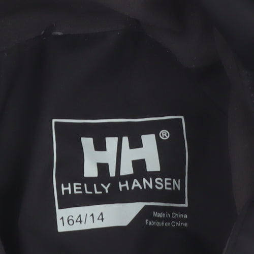 Helly Hansen Boys Black Hooded Waterproof Rain Coat Jacket 14 Years