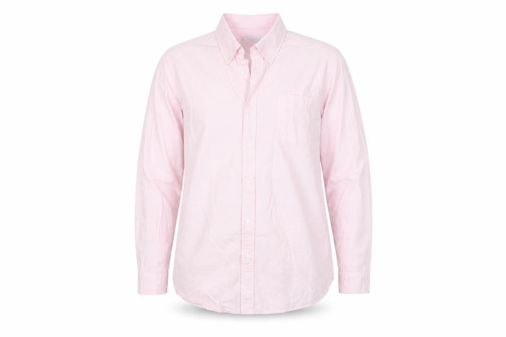 Front view of Tu Men's Pink Cotton Button-Down Long Sleeve Casual Shirt, size L