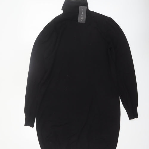 New Look Women Black Roll Neck Long Sleeve Jumper Dress Size 18
