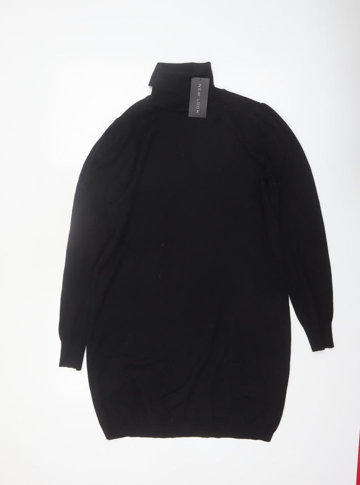 New Look Women Black Roll Neck Long Sleeve Jumper Dress Size 18