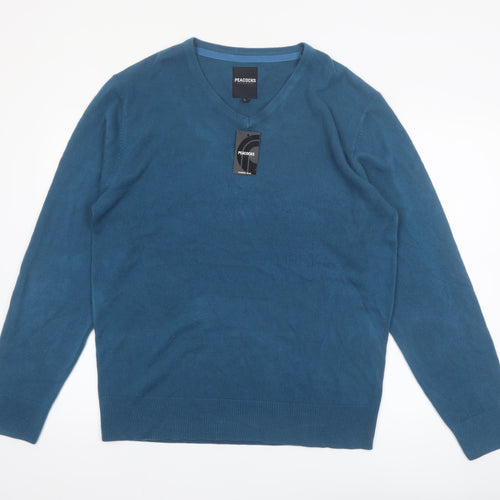 Peacocks Mens Blue V-Neck Acrylic Knit Jumper XL